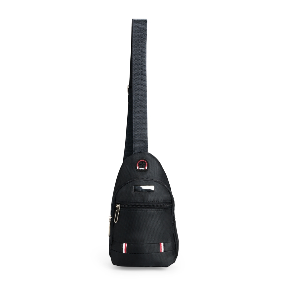 Mini bolsa transversal oxford 1 litro na cor Preto, personalizada com a logo da empresa