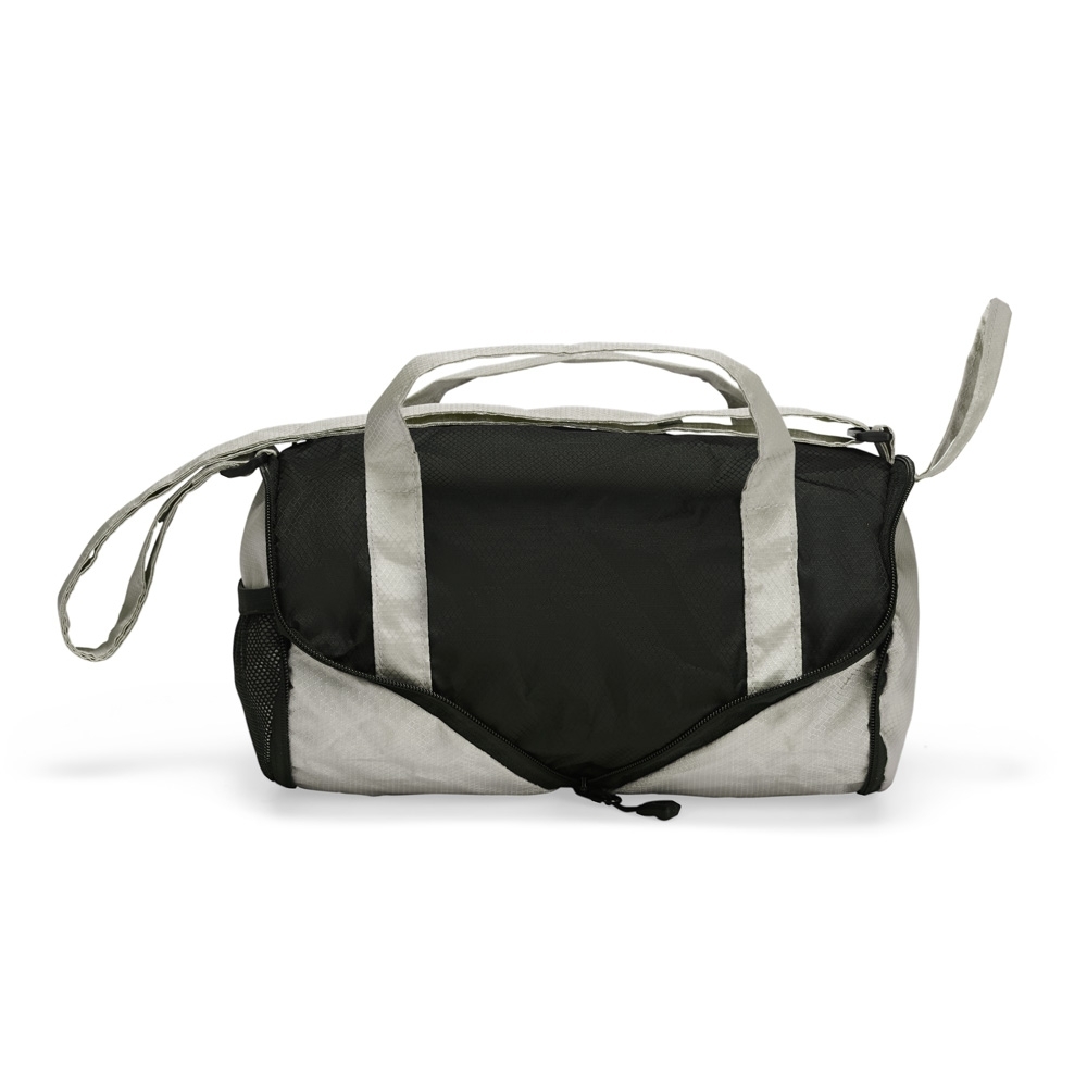 Bolsa dobrável poliéster 6 litros impermeável na cor Cinza / Preto, personalizada com a logo da empresa