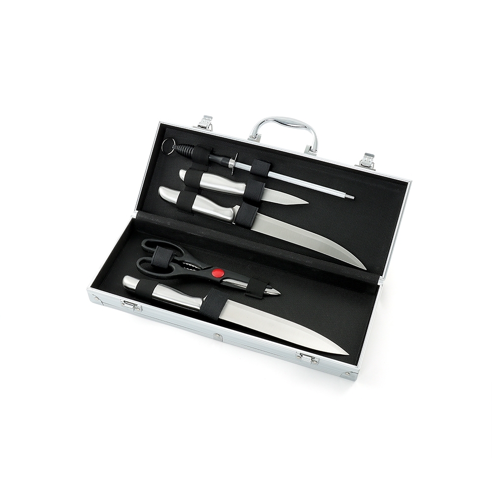 Kit churrasco com 5 peças na maleta personalizado com a logo da empresa