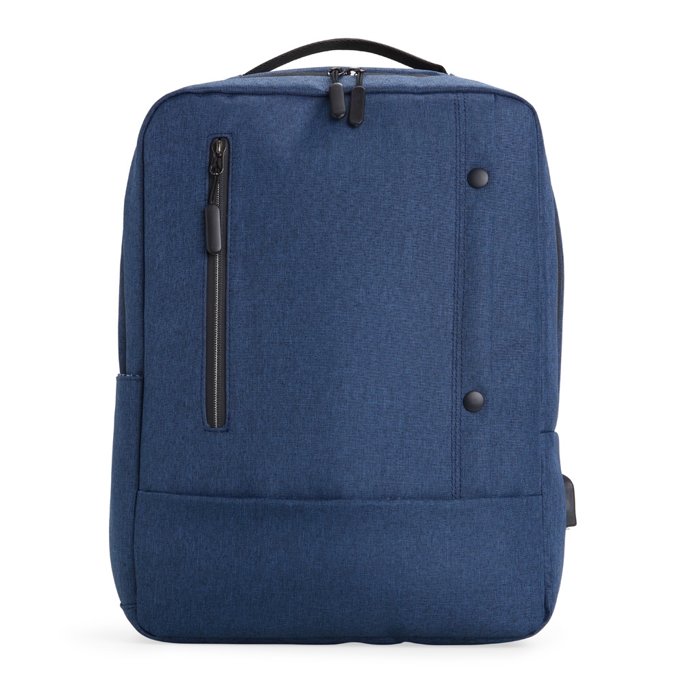 Mochila de nylon 22 litros para notebook com 4 compartimentos e USB personalizada com a logo da empresa