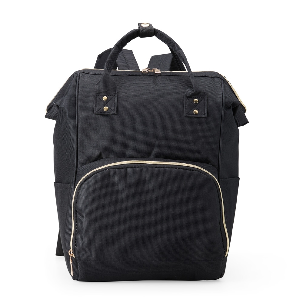 Mochila funcional oxford 21 litros impermeável com 2 compartimentos na cor Preto, personalizada com a logo da empresa
