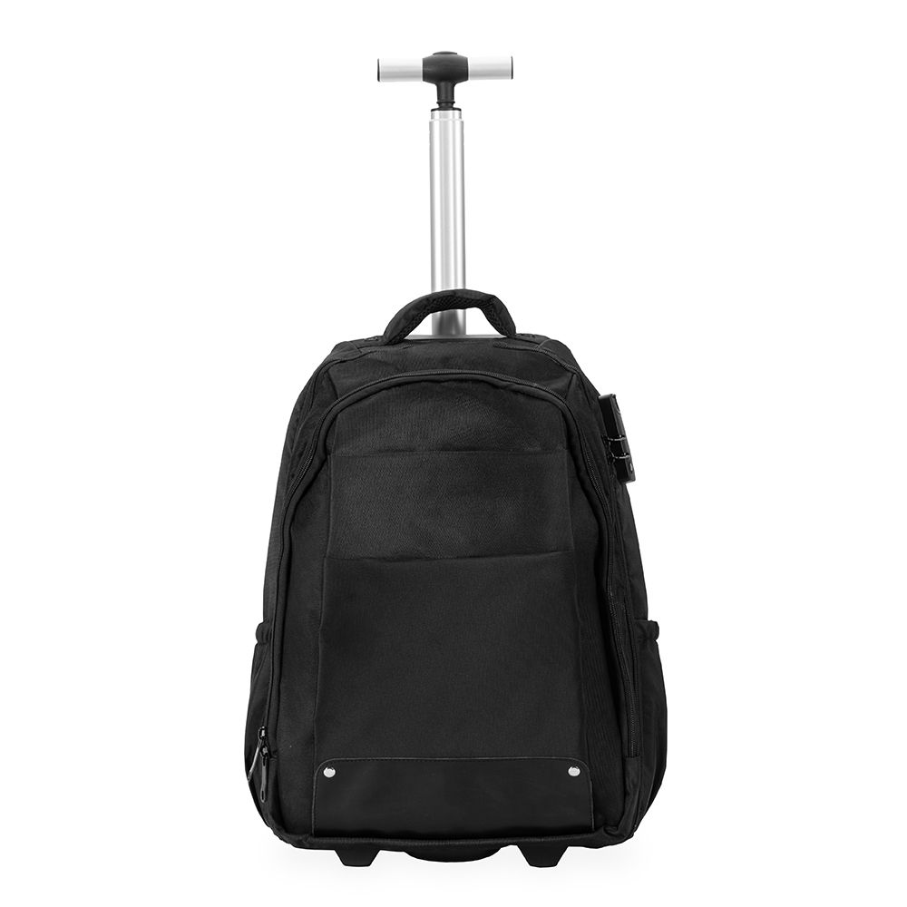 Mochila de nylon com rodinhas 27 litros para notebook personalizada com a logo da empresa