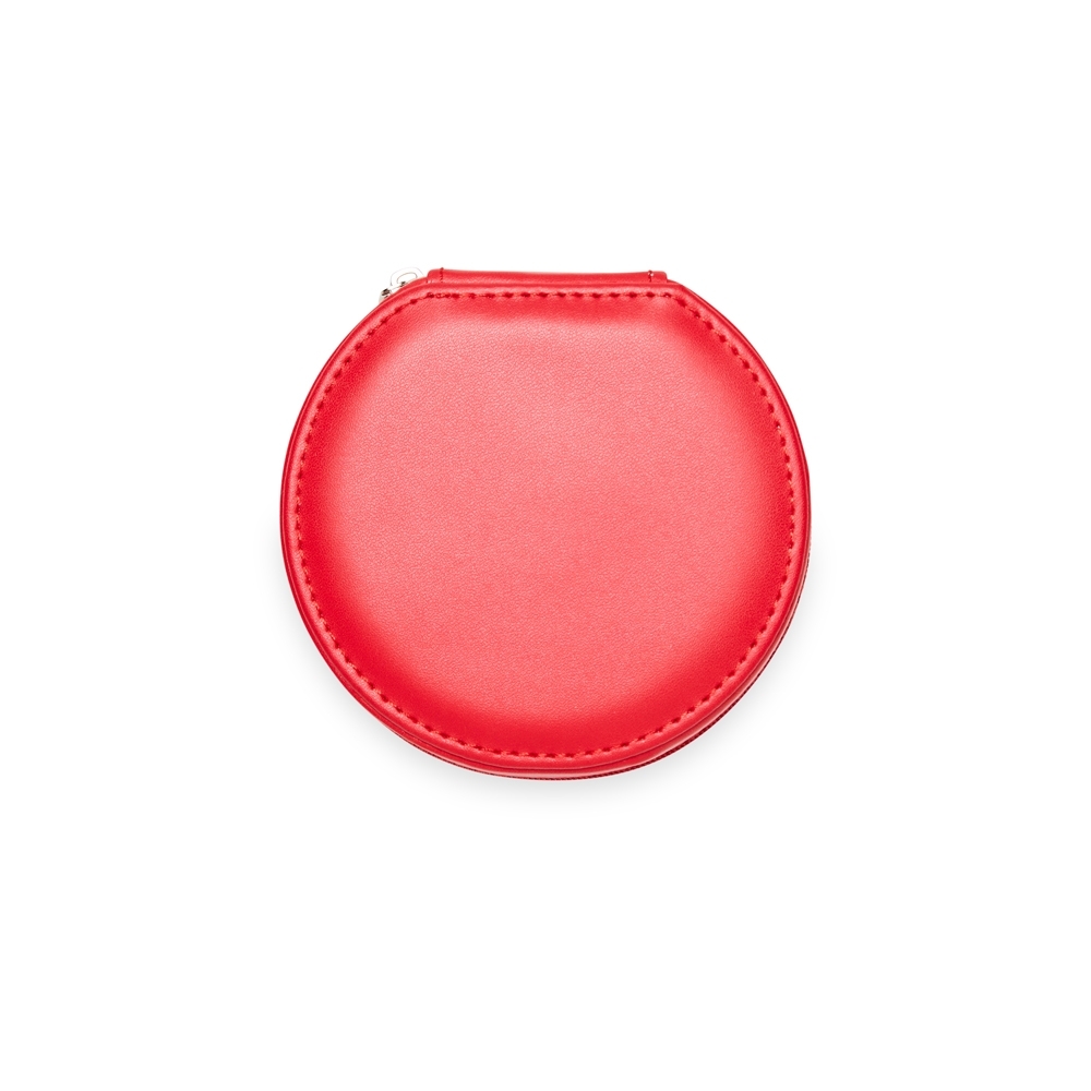 Porta joias de couro sintético com ganchos personalizado com a logo da empresa, na cor vermelho