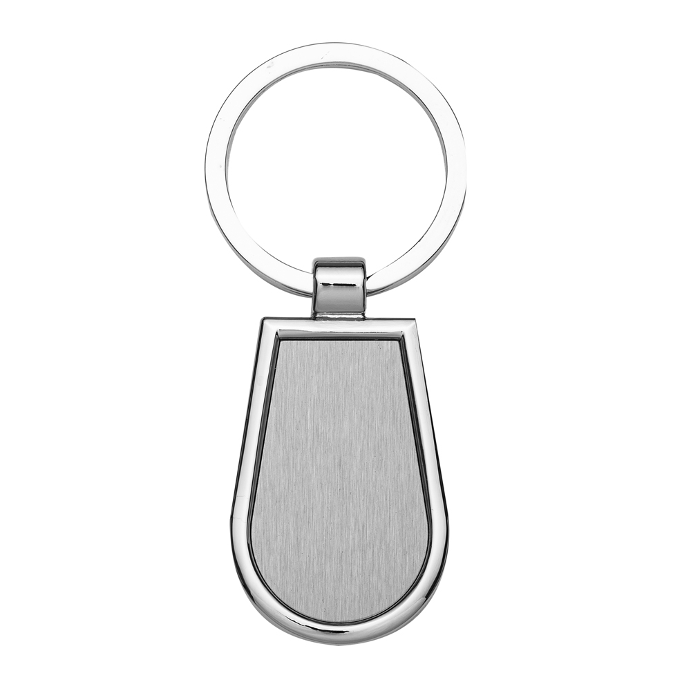 Chaveiro de metal em formato de gota personalizado com a logo da empresa