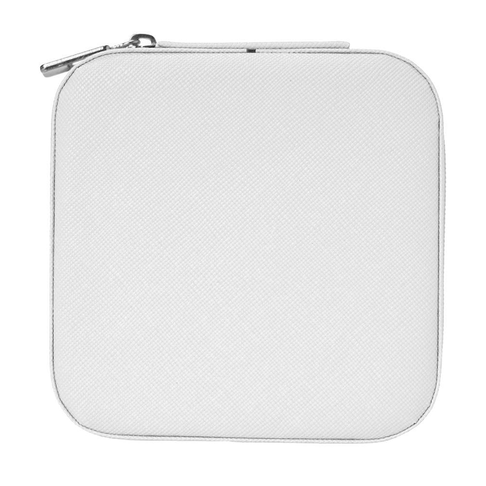 Porta-joias quadrado de couro sintético com ganchos personalizado com a logo da empresa