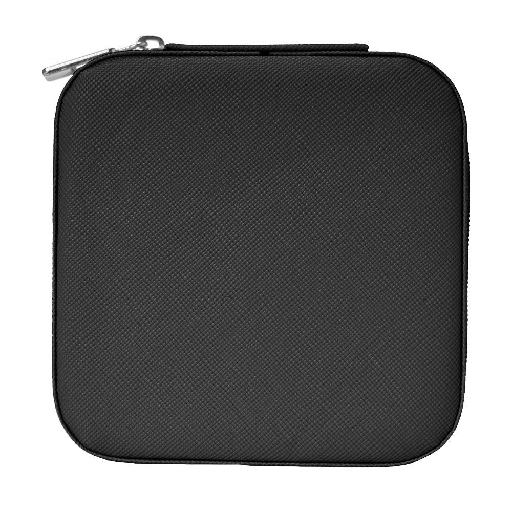 Porta-joias quadrado de couro sintético com ganchos na cor Preto, personalizado com a logo da empresa