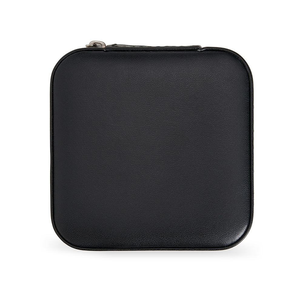 Porta-joias quadrado de couro sintético com ganchos modelo 2 na cor Preto, personalizado com a logo da empresa