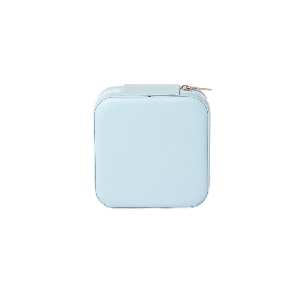 Porta-joias de couro sintético quadrado compacto com zíper personalizado com a logo da empresa