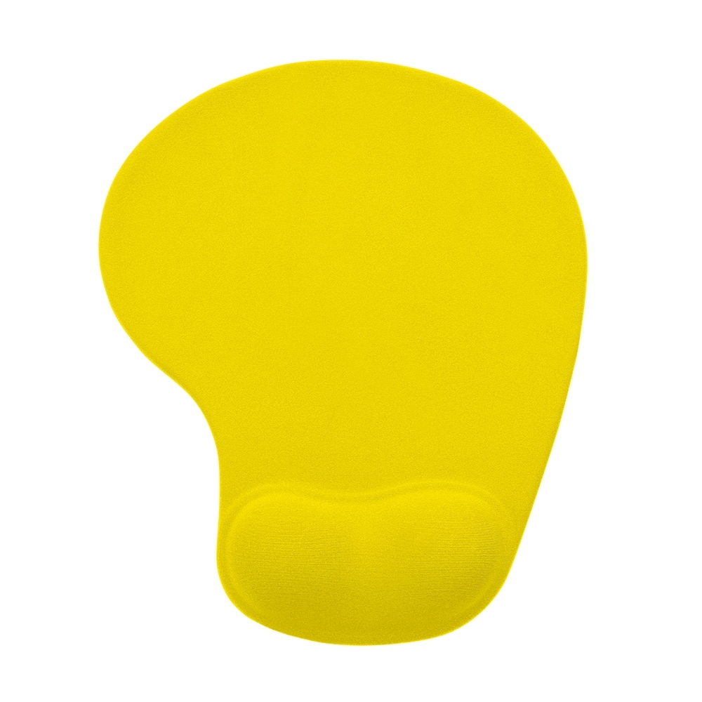 Mouse pad ergonômico de neoprene com apoio de silicone personalizado com a logo da empresa, na cor amarelo