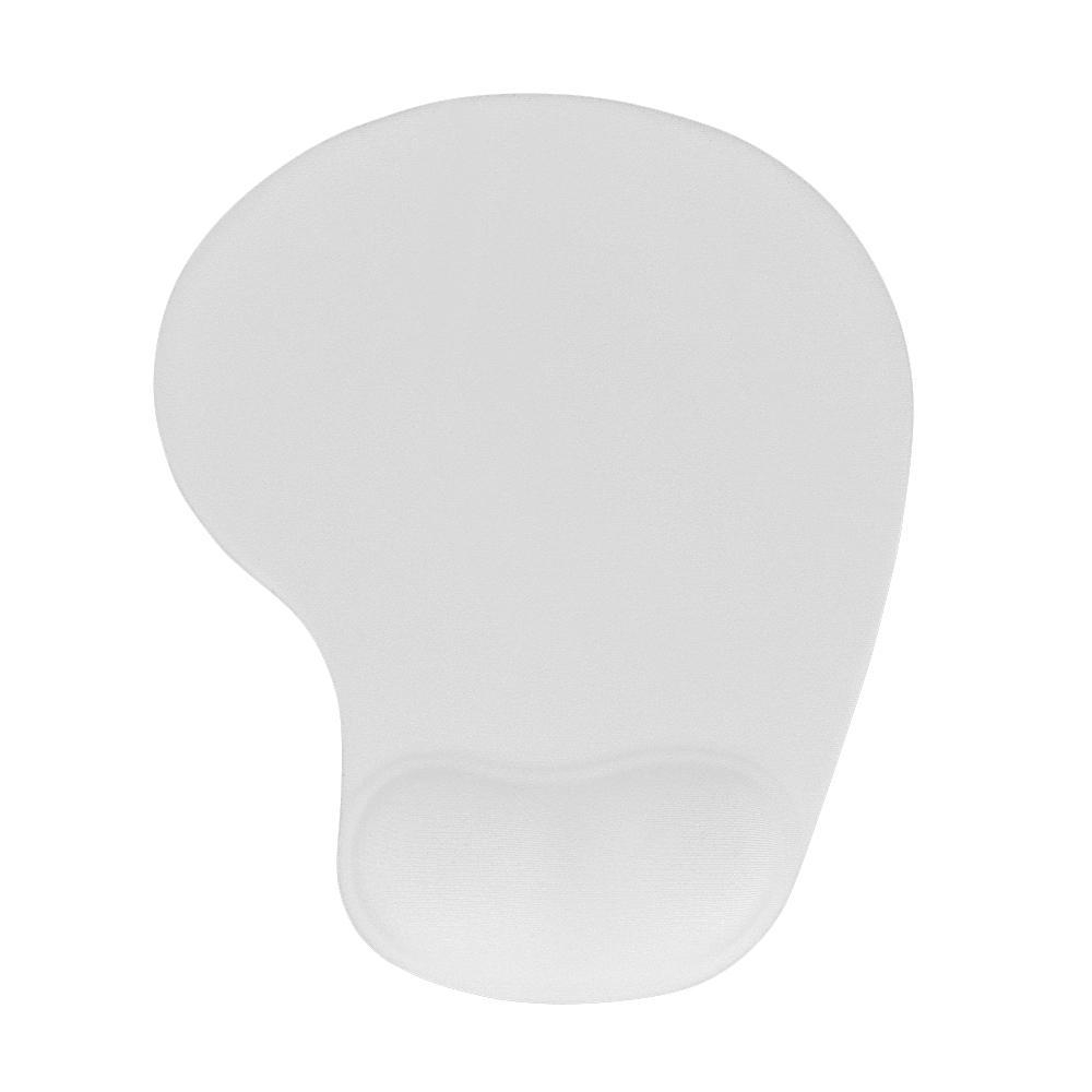Mouse pad ergonômico de neoprene com apoio de silicone na cor Branco, personalizado com a logo da empresa