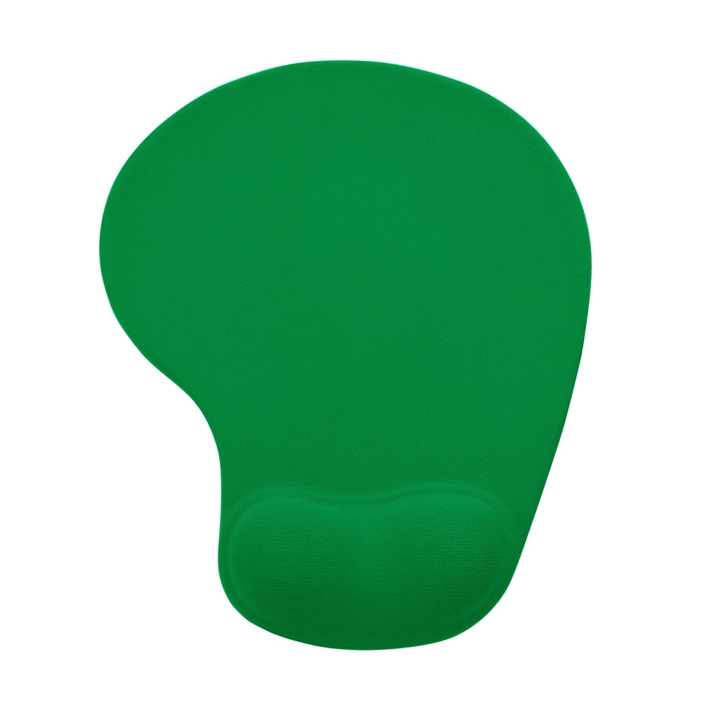Mouse pad ergonômico de neoprene com apoio de silicone personalizado com a logo da empresa, na cor verde