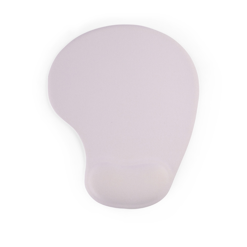 Mouse pad ergonômico de neoprene com apoio de silicone modelo 2 personalizado com a logo da empresa, na cor branco