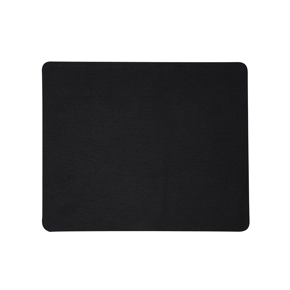 Mouse pad retangular de poliéster com base de borracha na cor Preto, personalizado com a logo da empresa
