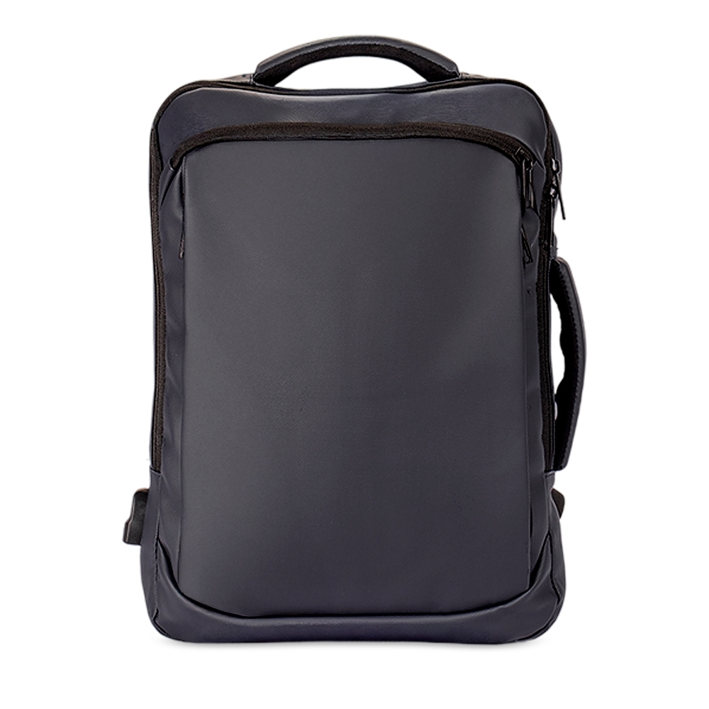 Mochila de couro sintético 18 litros para notebook com saída USB personalizada com a logo da empresa