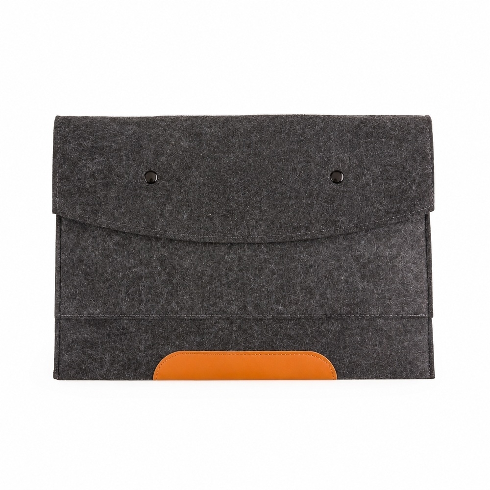 Pasta envelope forro tecido tamanho G com divisórias na cor Preto, personalizada com a logo da empresa
