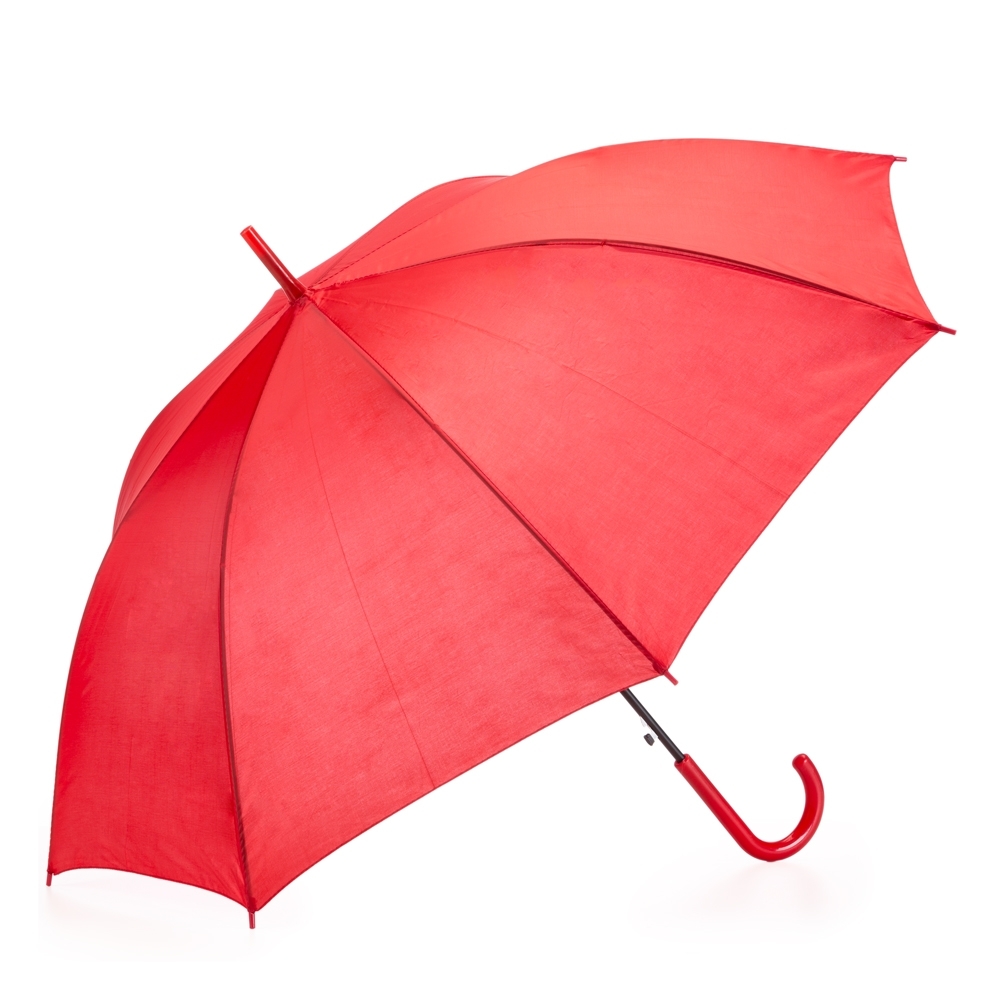 Guarda-chuva automático de nylon com 8 varetas de aço personalizado com a logo da empresa, na cor vermelho