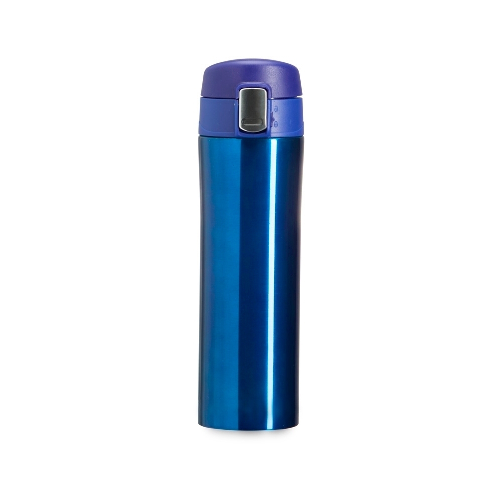 Garrafa térmica 450 ml com tampa de botão personalizada com a logo da empresa