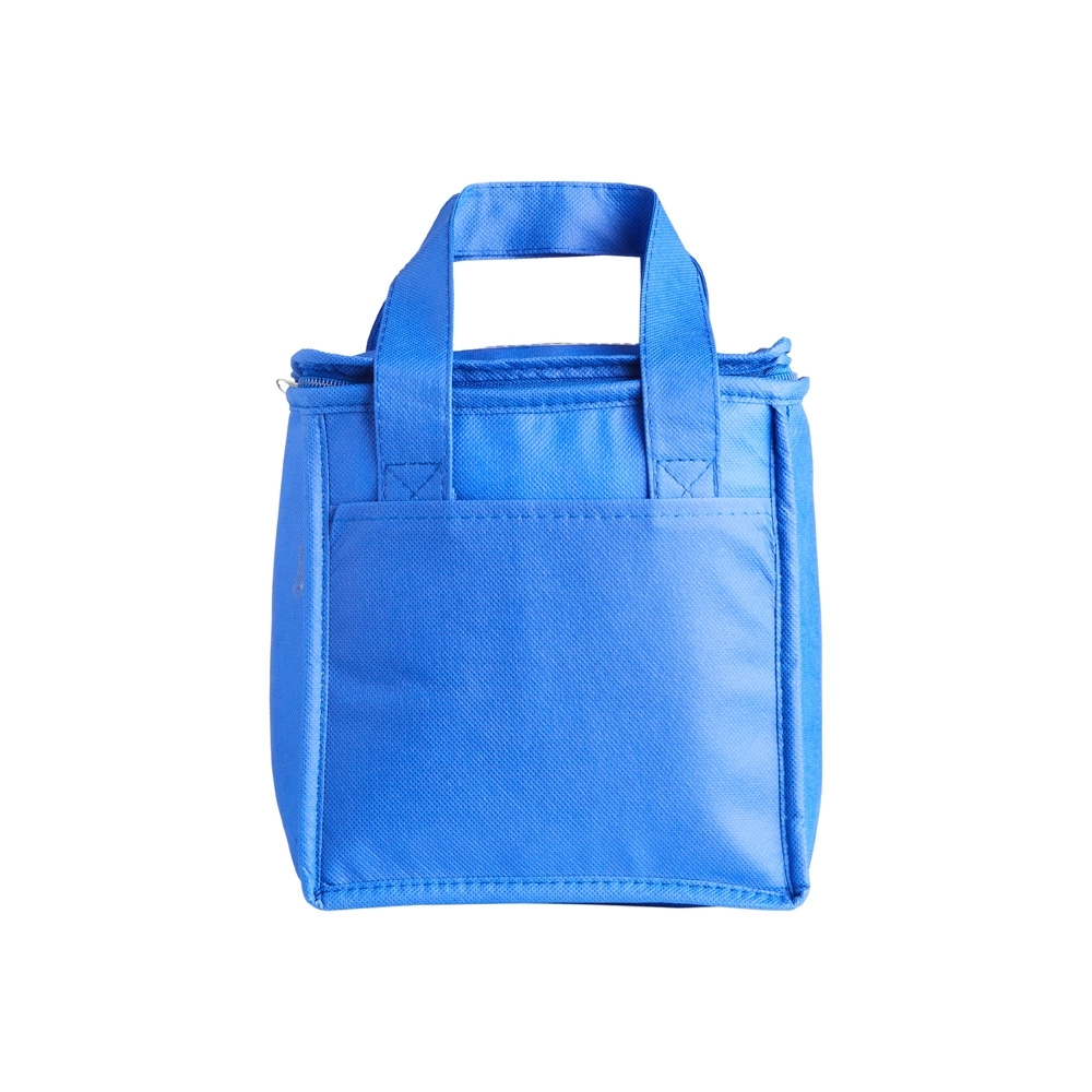 Bolsa térmica 7 litros de TNT com bolso frontal personalizada com a logo da empresa