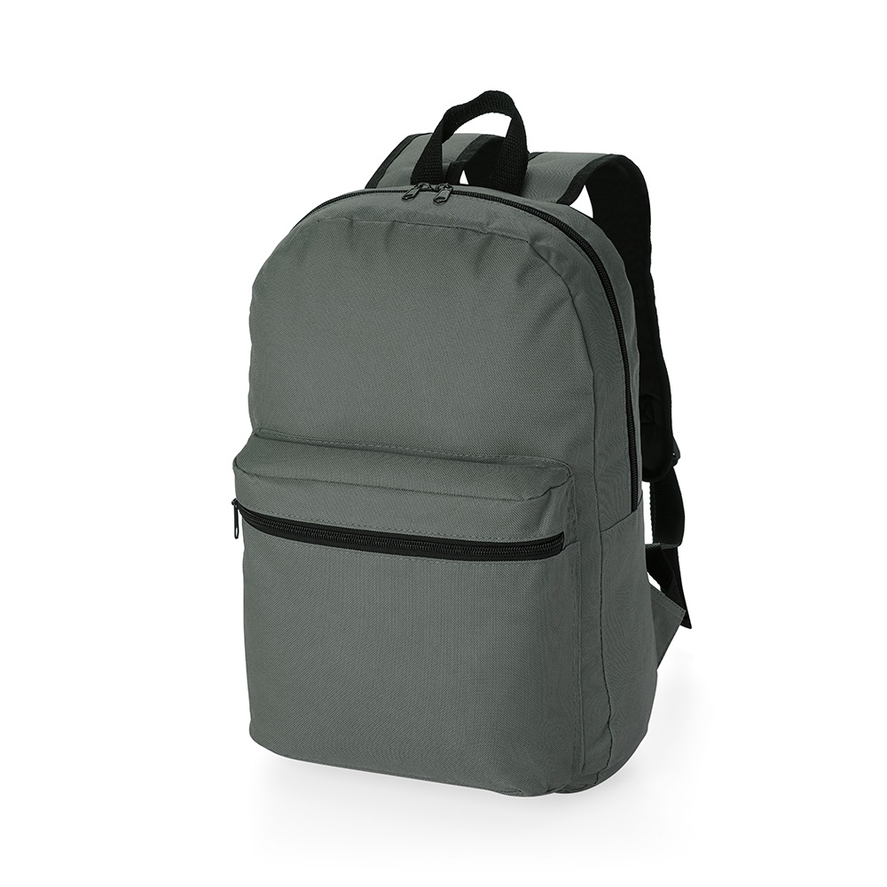 Mochila de nylon 17 litros com 2 compartimentos personalizada com a logo da empresa, na cor prata