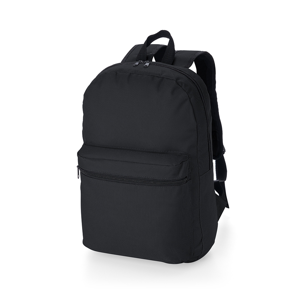 Mochila de nylon 17 litros com 2 compartimentos na cor Preto, personalizada com a logo da empresa