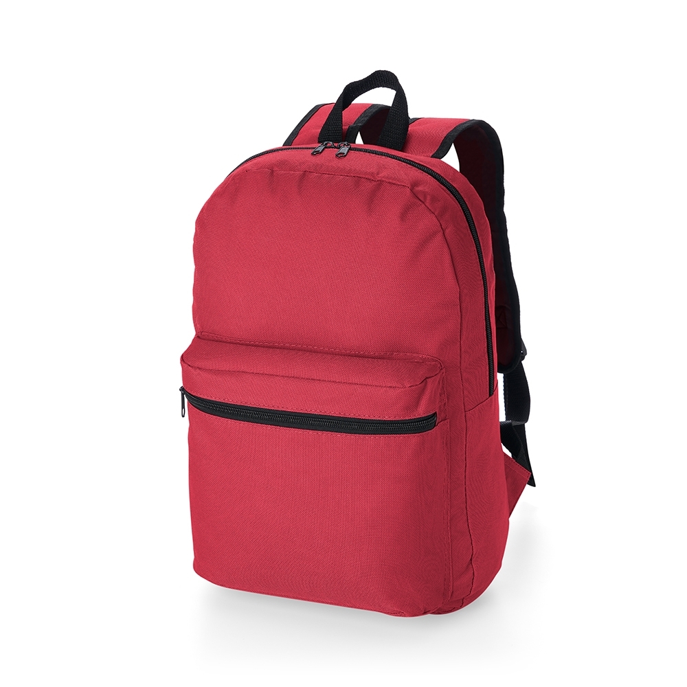Mochila de nylon 17 litros com 2 compartimentos personalizada com a logo da empresa, na cor vermelho
