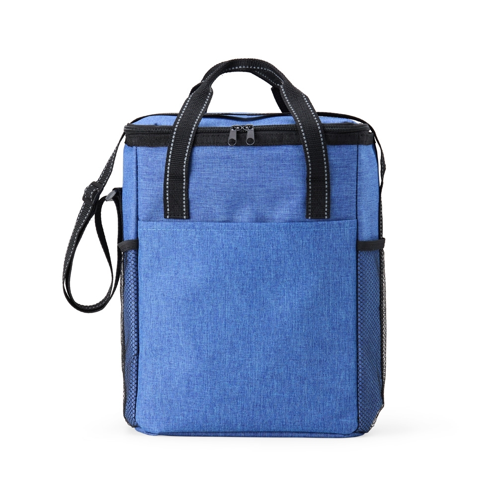 Bolsa térmica 16 litros de poliéster com bolso frontal personalizada com a logo da empresa