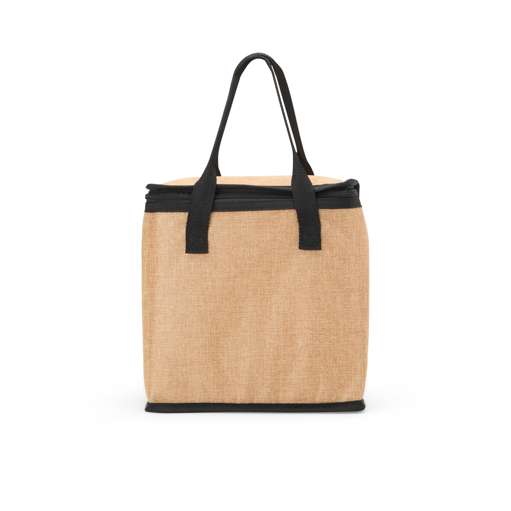 Bolsa térmica 14 litros na cor Bege / Preto, personalizada com a logo da empresa