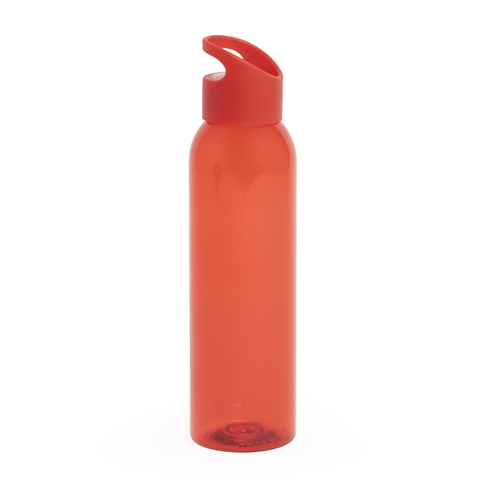 Garrafa plástica 700 ml sem BPA com alça fixa na tampa na cor Vermelho, personalizada com a logo da empresa