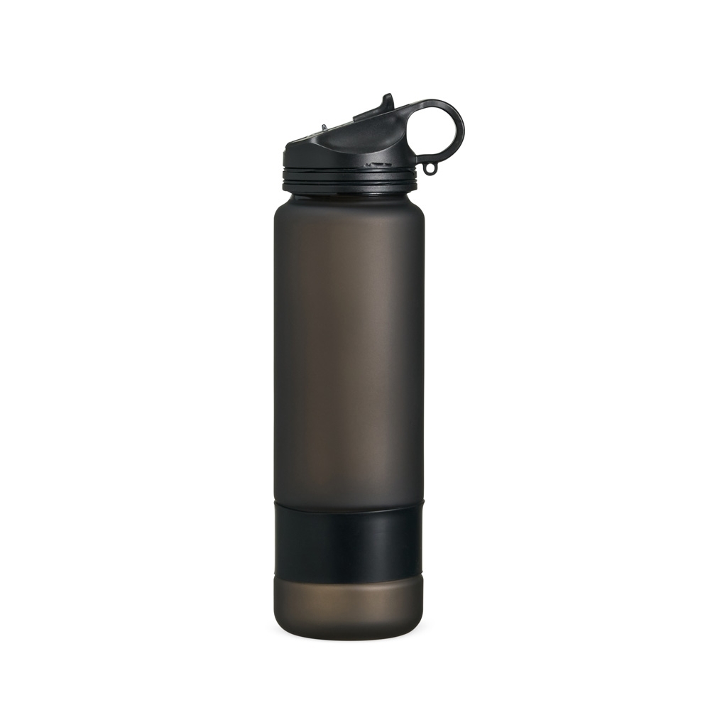 Garrafa plástica 900 ml fosca com alça na cor Preto, personalizada com a logo da empresa