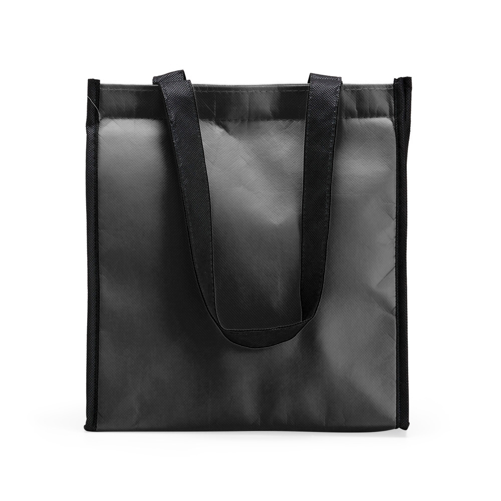 Bolsa térmica 7 litros de TNT impermeável na cor Preto, personalizada com a logo da empresa