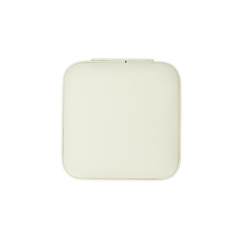 Porta-joias de couro sintético com ganchos e divisória em quadrantes na cor Branco, personalizado com a logo da empresa