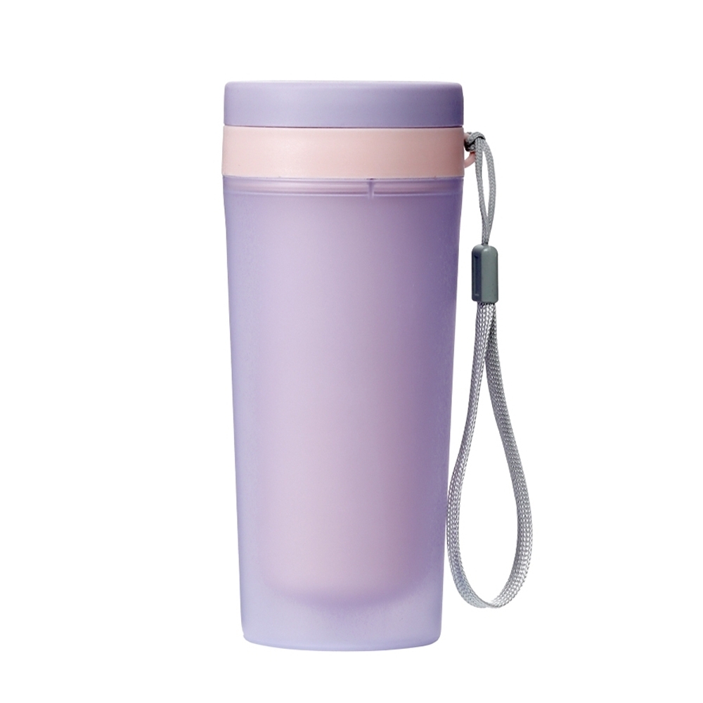 Copo plástico 300 ml com alça personalizado com a logo da empresa, na cor roxo