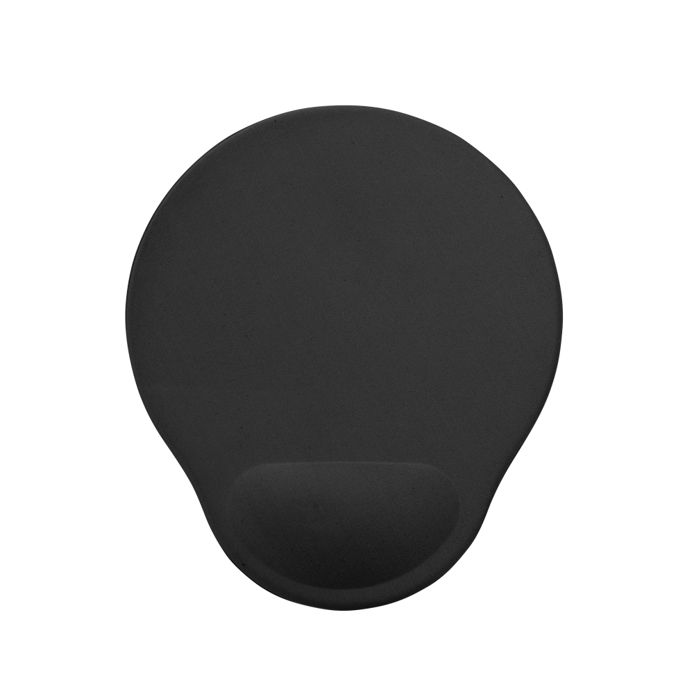 Mouse pad ergonômico de neoprene com apoio em espuma na cor Preto, personalizado com a logo da empresa