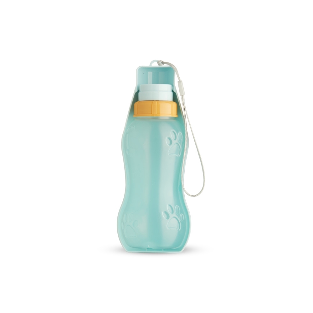 Garrafa bebedouro PET 400 ml na cor Azul / Branco, personalizada com a logo da empresa