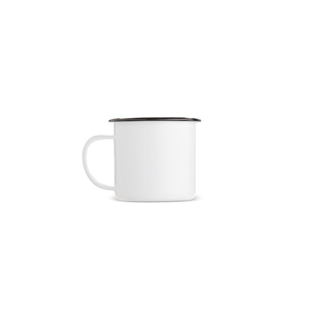 Caneca inox 370 ml com acabamento esmaltado na cor Branco, personalizada com a logo da empresa