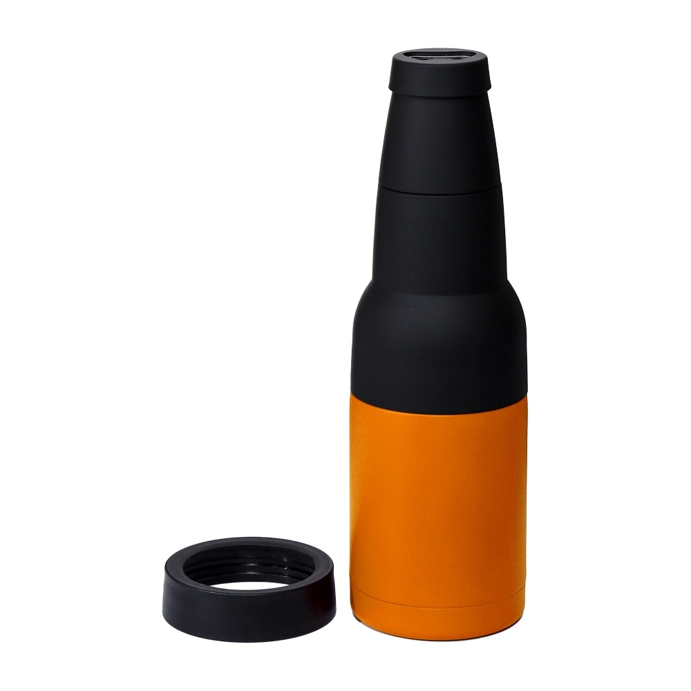 Copo térmico multiuso de inox personalizado com a logo da empresa, na cor laranja