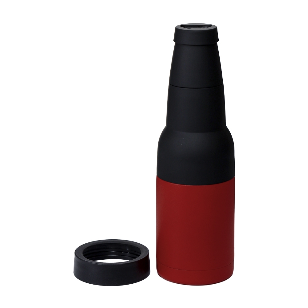 Copo térmico multiuso de inox personalizado com a logo da empresa, na cor vermelho / preto
