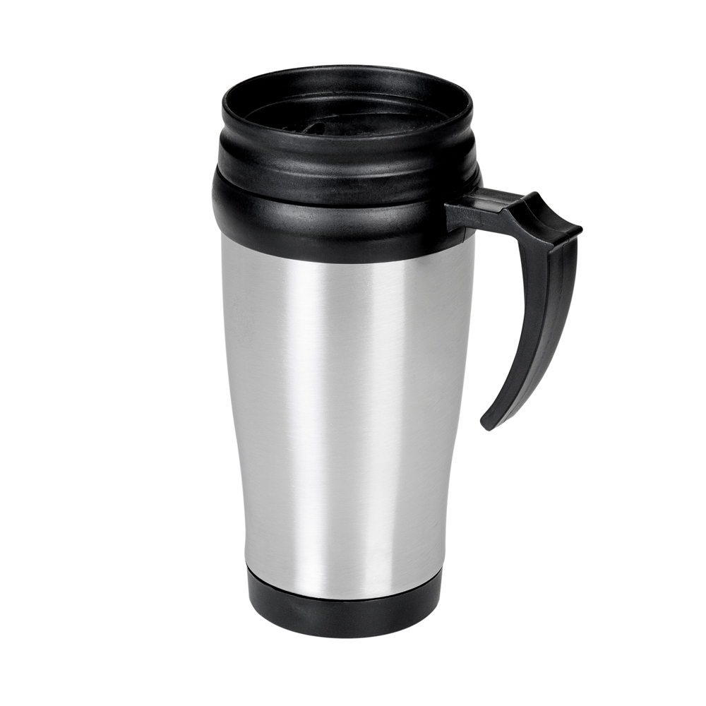 Caneca 400 ml de inox com tampa personalizada com a logo da empresa