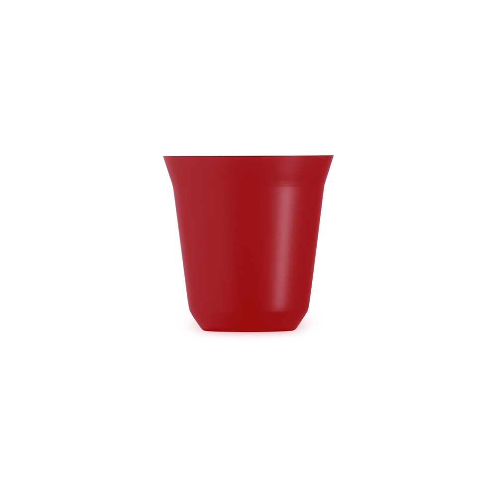 Copo inox 150 ml personalizado com a logo da empresa, na cor vermelho