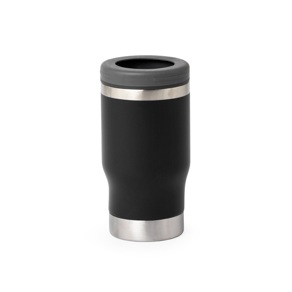 Copo térmico inox 380 ml na cor Preto / Inox, personalizado com a logo da empresa
