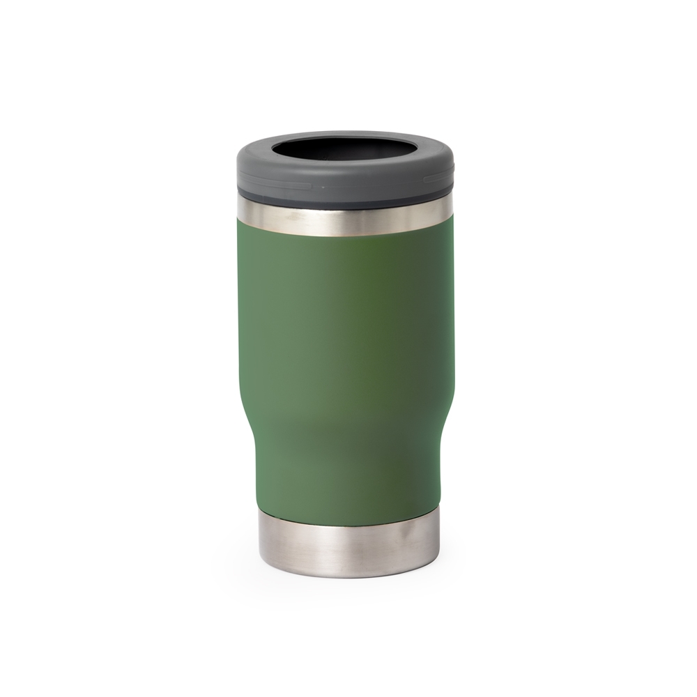 Copo térmico inox 380 ml personalizado com a logo da empresa, na cor verde / prata