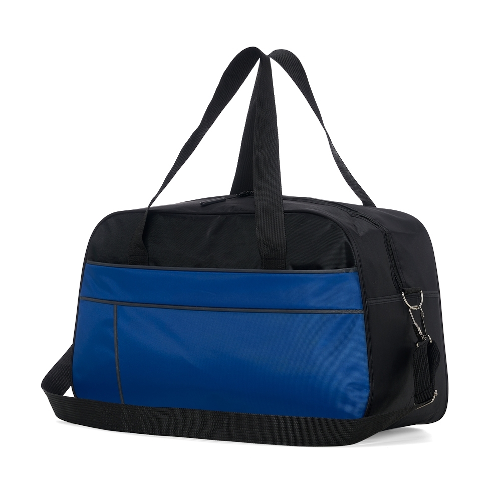 Bolsa de poliéster 38 litros com 2 compartimentos e alça transversal personalizada com a logo da empresa