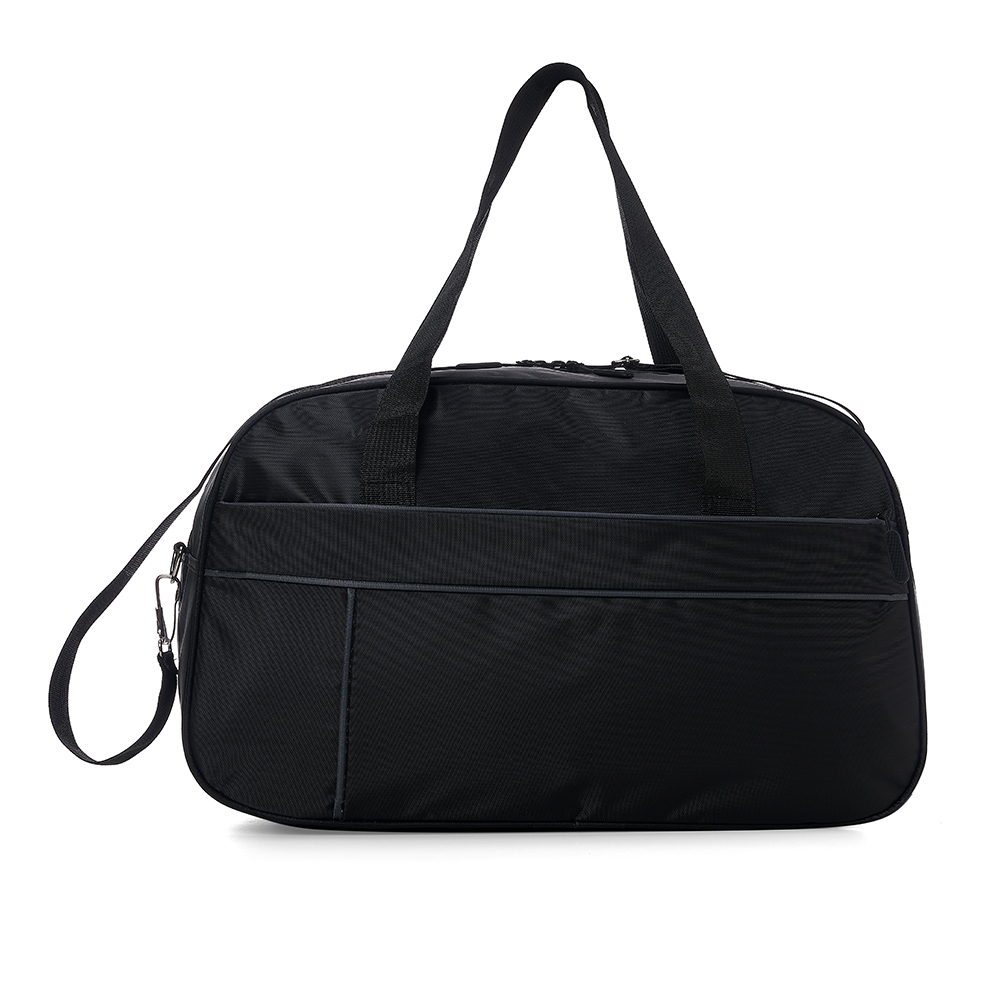 Bolsa de poliéster 38 litros com 2 compartimentos e alça transversal na cor Preto, personalizada com a logo da empresa