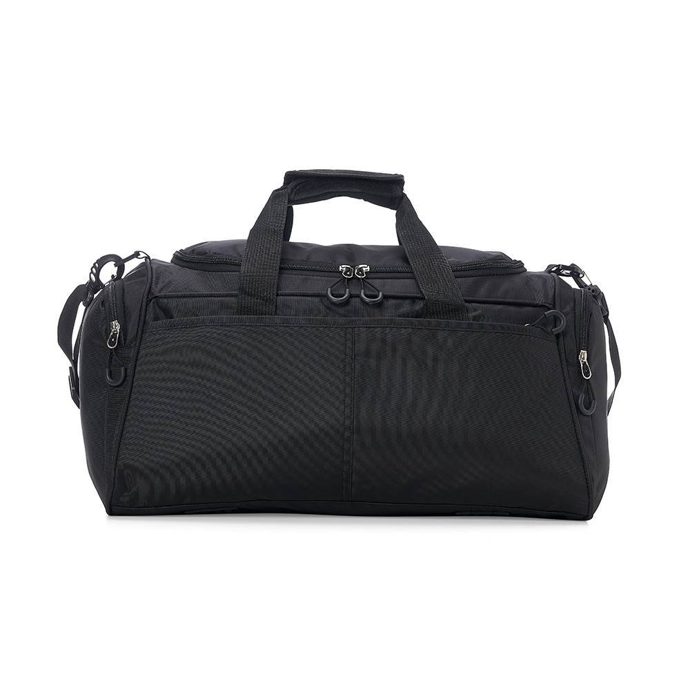 Bolsa oxford 30 litros com 4 compartimentos e alça transversal na cor Preto, personalizada com a logo da empresa