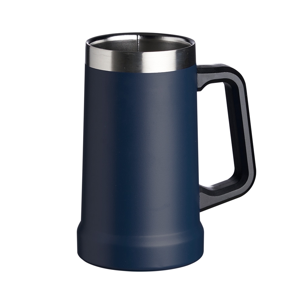 Caneca térmica 700 ml de inox tipo chope com pegador plástico personalizada com a logo da empresa
