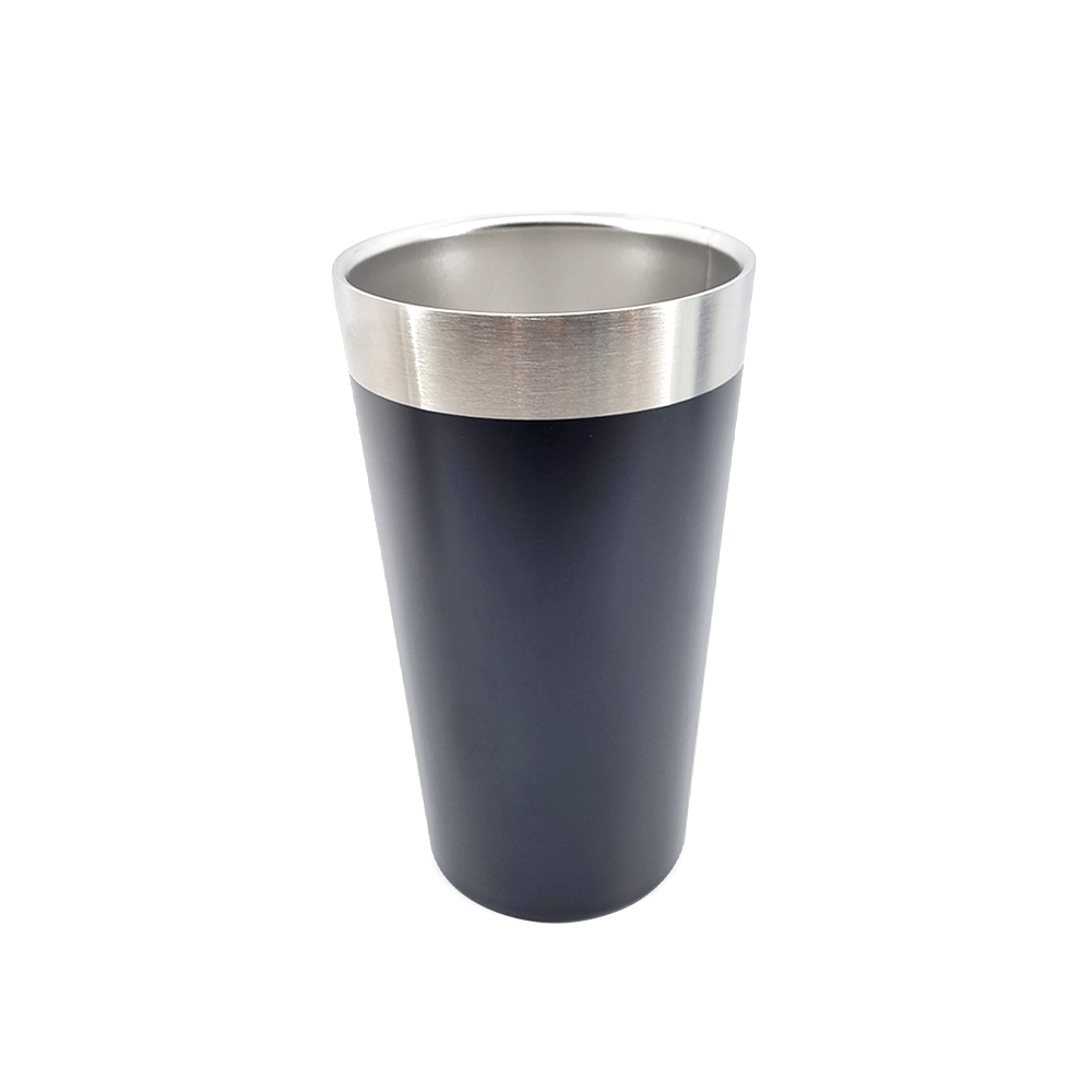 Copo térmico de inox 473 ml na cor Preto / Inox, personalizado com a logo da empresa