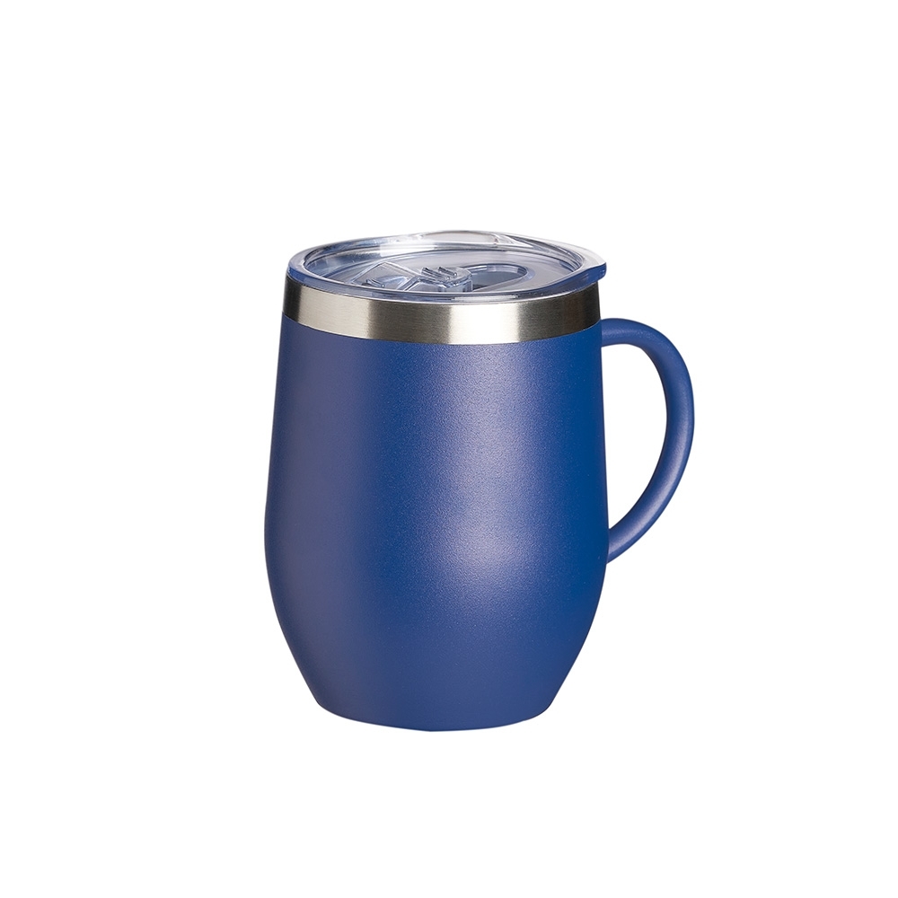 Caneca térmica 350 ml de inox bojuda com tampa acrílica e trava personalizada com a logo da empresa