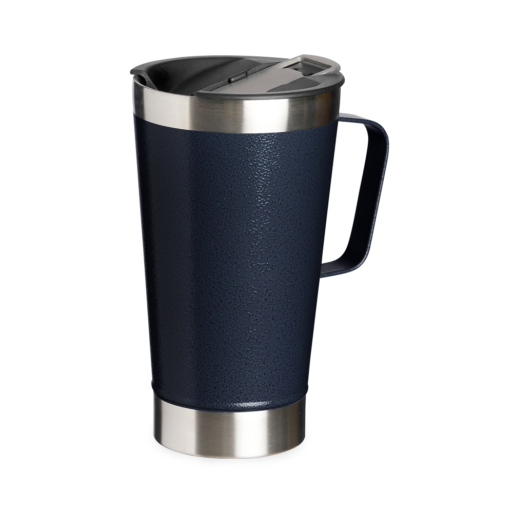 Caneca térmica 500 ml textura de inox com abridor personalizada com a logo da empresa