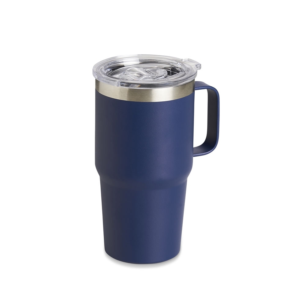 Caneca térmica 700 ml de inox com tampa transparente personalizada com a logo da empresa