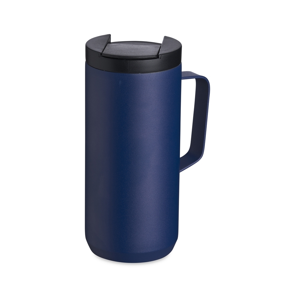 Caneca térmica 350 ml de inox alta com base antiderrapante personalizada com a logo da empresa